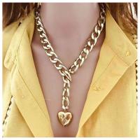 Collier de perles, Alliage d'aluminium, coeur, Placage, bijoux de mode & pour femme, doré, 440*85mm, Vendu par brin