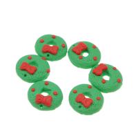 Polymer Clay Weihnachten Anhänger, Polymer Ton, Weihnachtskranz, Weihnachts-Design & DIY, grün, 21*21*6mm, verkauft von PC