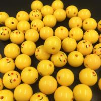 Acryl Schmuck Perlen, rund, Einbrennlack, DIY, gelb, 14mm, Bohrung:ca. 2mm, verkauft von PC