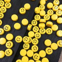 Acryl Schmuck Perlen, flache Runde, DIY & Epoxy Aufkleber, gelb, 12x6mm, Bohrung:ca. 3mm, verkauft von PC