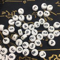 Porcelain Bead, Flat Round, random style & DIY & with number pattern Approx 2mm 