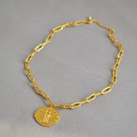 Collar de latón hecho a mano, metal, con 1.96 inch extender cadena, chapado en color dorado, para mujer, 25mm, longitud:aproximado 15.74 Inch, Vendido por Sarta