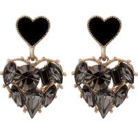 Zinc Alloy Rhinestone Drop Earring, Heart, fashion jewelry & for woman & with rhinestone 