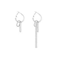 Asymmetric Earrings, Zinc Alloy, fashion jewelry & for woman & with rhinestone, 7 cm /3.3 cm 