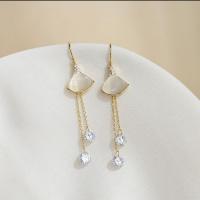 Brass Drop Earring, fashion jewelry & for woman & with cubic zirconia 
