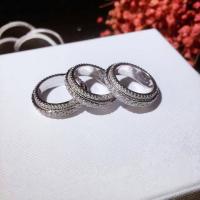 Anilo de dedo de latón, metal, chapado en color de plata, diverso tamaño para la opción & para mujer & con diamantes de imitación, Vendido por UD