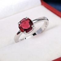 Edelstein Messing Finger Ring, mit Topaze, silberfarben plattiert, verschiedene Größen vorhanden & für Frau, rot, verkauft von Paar
