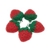 pendentif de bijou en argile polymère , argile de polymère, fraise, DIY, rouge, 31*23*11mm, Vendu par PC