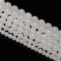 Weiße Chalcedon Perlen, Weiß Chalcedon, rund, poliert, DIY & verschiedene Größen vorhanden, Länge:ca. 15 ZollInch, verkauft von Strang