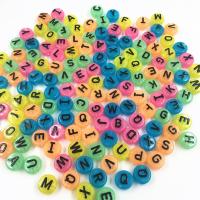 Acrylic Alphabet Beads, Round, stoving varnish, DIY & with letter pattern, mixed colors Approx 2mm, Approx 