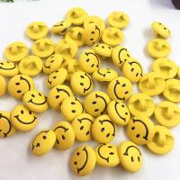 Zinc Alloy Shank Button, stoving varnish, with smiley face & DIY & frosted, yellow Approx 