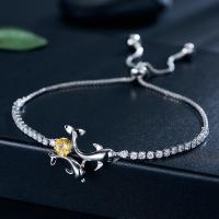 Cubic Zirconia Micro Pave Brass Bracelet, Dolphin, platinum plated, box chain & micro pave cubic zirconia & for woman, yellow Approx 9.4 Inch 