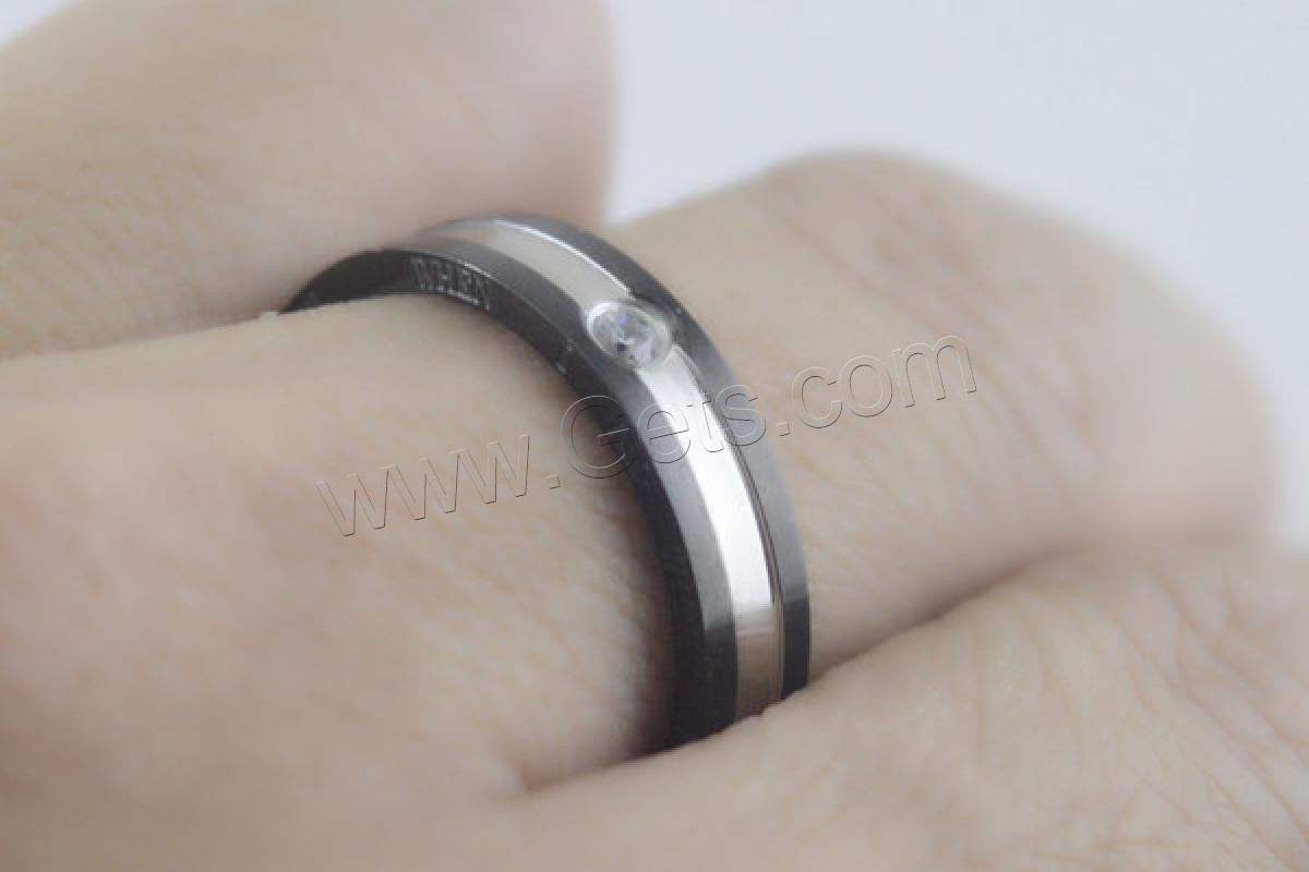 カップルの指輪, チタン鋼, ユニセックス & 異なるサイズの選択 & ライン石のある, 無色, 売り手 パソコン