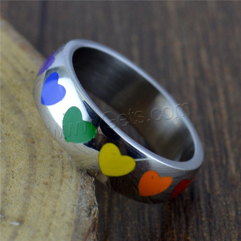 Titanium Steel Finger Ring, Unisex & different size for choice & enamel, original color, Sold By PC