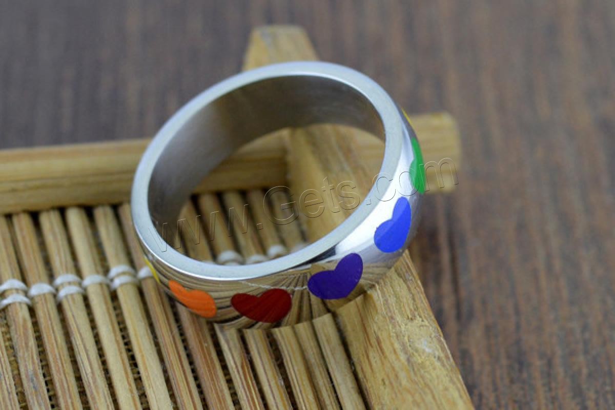 Titanium Steel Finger Ring, Unisex & different size for choice & enamel, original color, Sold By PC