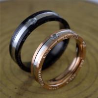 Couple Finger Rings, Titanium Steel, Unisex & with rhinestone 