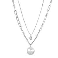 Multi слой ожерелье, нержавеющая сталь, полированный, Женский & со стразами & многонитевая & отверстие, оригинальный цвет, длина:Приблизительно 19.68 дюймовый, продается Strand
