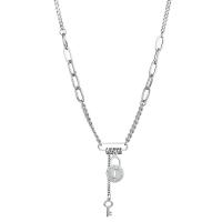 Stainless Steel Jewelry Necklace, Lock and Key, polished, for woman, original color Approx 19.68 Inch 