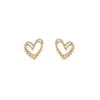 Zinc Alloy Rhinestone Stud Earring, Heart, fashion jewelry & for woman & with rhinestone, 17mm 