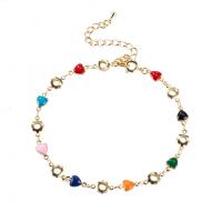 Zinc Alloy Anklet, plated, fashion jewelry & enamel, multi-colored 