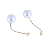 Kunststoff Perle Zink Legierung Ohrring, Zinklegierung, mit Kunststoff Perlen, plattiert, Modeschmuck, Goldfarbe, 5.7cmX1.5cm, verkauft von Paar