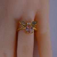 Zinklegierung Open -Finger-Ring, mit Natürlicher Quarz, plattiert, Modeschmuck & mit Strass, Goldfarbe, verkauft von PC