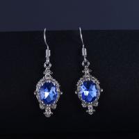 Zinc Alloy Drop Earring, with Quartz, plated, fashion jewelry, blue, 1.8cmX2.3cm 