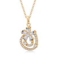 Cubic Zircon Micro Pave Brass Necklace, with Cubic Zirconia, plated, fashion jewelry, white 