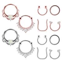 Stainless Steel Nose Piercing Jewelry, with Opal, 6 pieces & fashion jewelry & Unisex 
