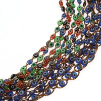 Brass Bar Chain, with enamel, Evil Eye, plated & DIY, metallic color plated, 11*6*4mm 