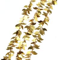 Brass Beading Chains, with Glass Beads, plated & DIY, metallic color plated, 9*4mm 
