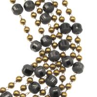 Brass Ball Chain, with Crystal, plated & DIY, metallic color plated, 6*7mm 