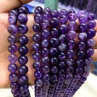 Natural Amethyst Beads, Round, DIY, purple 