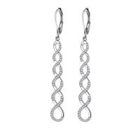 Brass Lever Back Earring, platinum plated, micro pave cubic zirconia & for woman, 61mm 