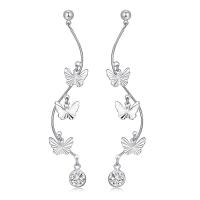 Brass Drop Earring, platinum plated, micro pave cubic zirconia & for woman, 72mm 