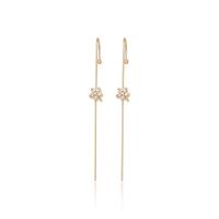 Brass Piercing Earring Findings, gold color plated & micro pave cubic zirconia 6mm 
