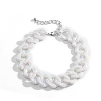 Acrylic Necklace, with 3.9 inch extender chain, for woman, white Approx 13.7 Inch 