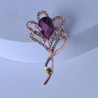 Bijoux broche en Zinc alliage , alliage de zinc, avec Cristal imité, Placage, bijoux de mode, couleur or rose, 5.8cmX3.3cm, Vendu par PC