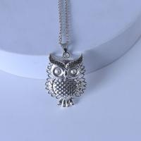Zinc Alloy Necklace, Owl, plated, fashion jewelry, silver color, 79cm 