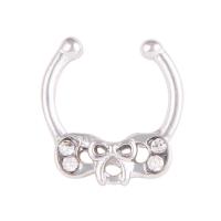 Zinc Alloy Nose Piercing Jewelry, with Rhinestone, fashion jewelry & Unisex, silver color 
