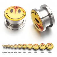 Stainless Steel Piercing Tunnel, with enamel, fashion jewelry & Unisex yellow 