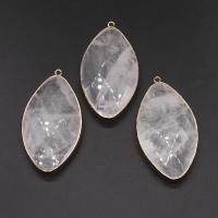 Natural Quartz Pendants, Clear Quartz, with Brass, Teardrop, plated, DIY & faceted, white, 60*32*11mm Approx 1mm 