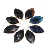 Agate Brass Pendants, with Brass, Leaf, plated, DIY & faceted 58*31*12mm Approx 1mm 