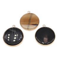 Agate Brass Pendants, with Brass, Round, plated, DIY 34*30*5mm Approx 1mm 