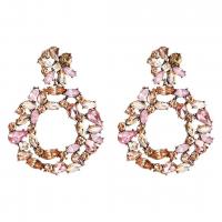 Zinc Alloy Rhinestone Drop Earring, with Rhinestone, Donut, plated & for woman 80*90mm 