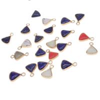 Gemstone Brass Pendants, with Brass, Triangle, plated, DIY, mixed colors, 17*11*4mm Approx 1mm 