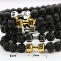 Lava Bead Bracelet, Round, fashion jewelry black, 8*20mm 