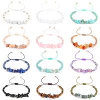 Gemstone Chip Bracelets, Seedbead, with Natural Gravel & Zinc Alloy, plated, fashion jewelry & for woman 