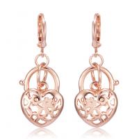 Huggie Hoop Drop Earring, Brass, rose gold color plated, for woman & hollow 