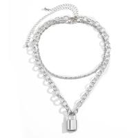 Multi слой ожерелье, цинковый сплав, Замок, Платиновое покрытие платиновым цвет, Женский & многонитевая, 2.6cm,30+10cm,40+7cm, продается Strand